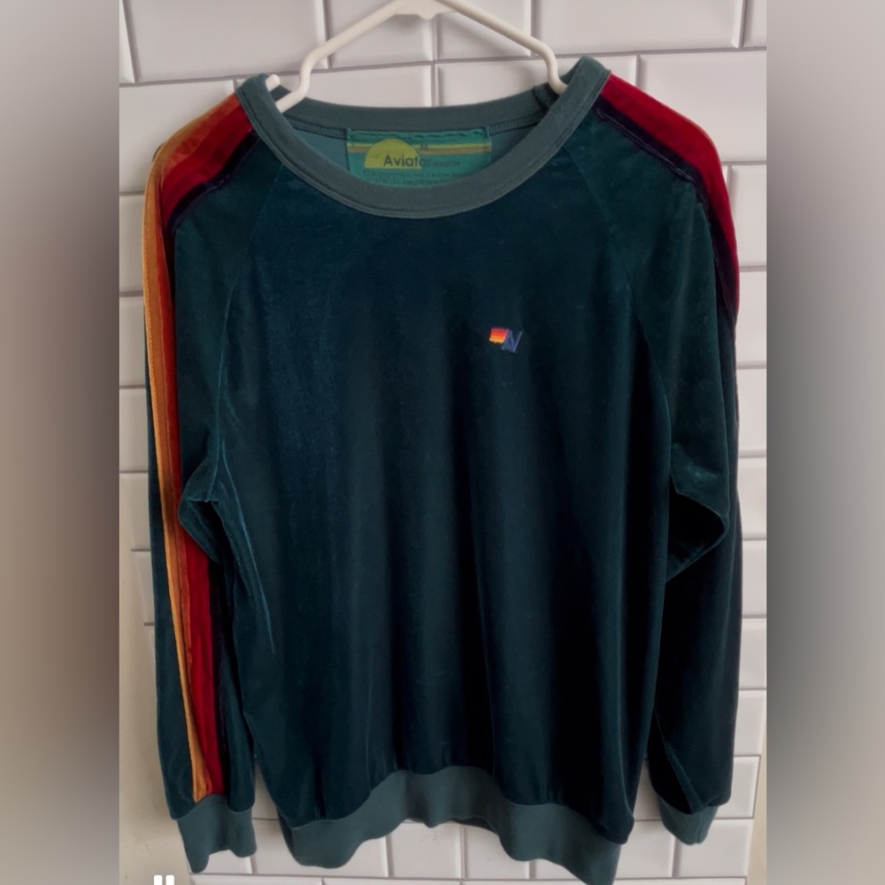 Aviator Nation Green Velvet Sweater/ Size M